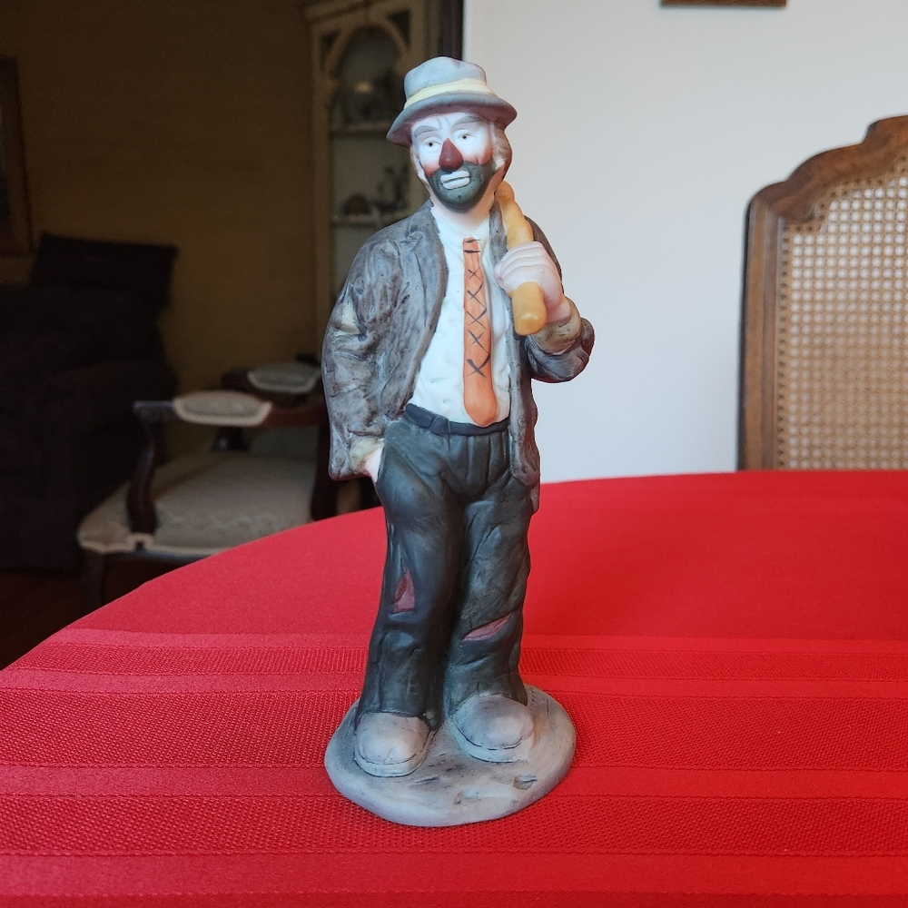 Emmett Kelly Jr Porcelain Clown w/Hobo Stick/Bag Figure 8 1/2" Tall Flambro